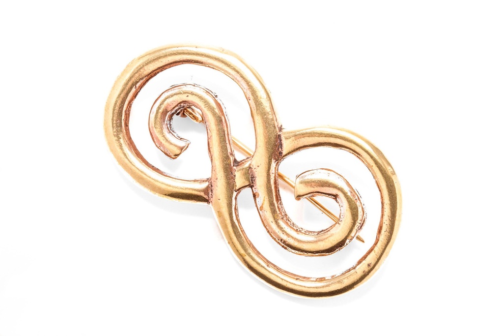 [fb102] Fibel Unendlichkeitssymbol "Una" aus Bronze – Keltischer Gewandschmuck 6,7 cm