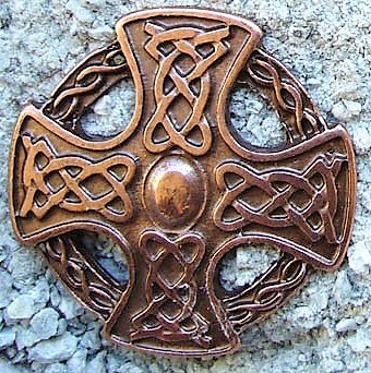 Keltischer Zierbeschlag Keltenkreuz Kupfer – Keltisches Knotenkreuz 40 mm für Leder & Gewand