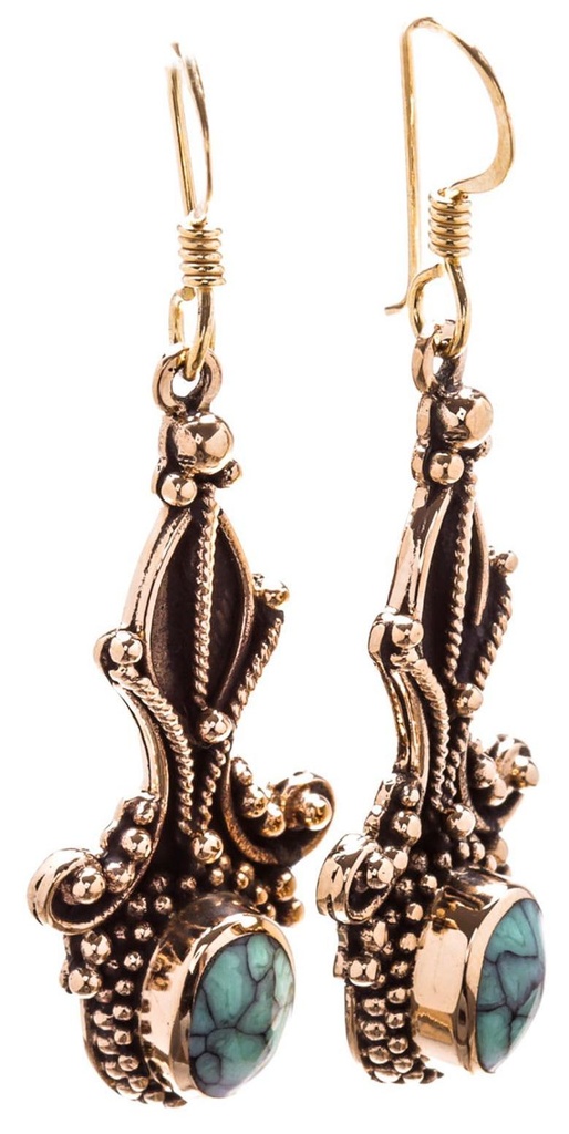 [Ohb583-2] Ohrhänger 'Kayleen Türkis' Bronze Schmuck für Mittelalter, Reenactment und Larp