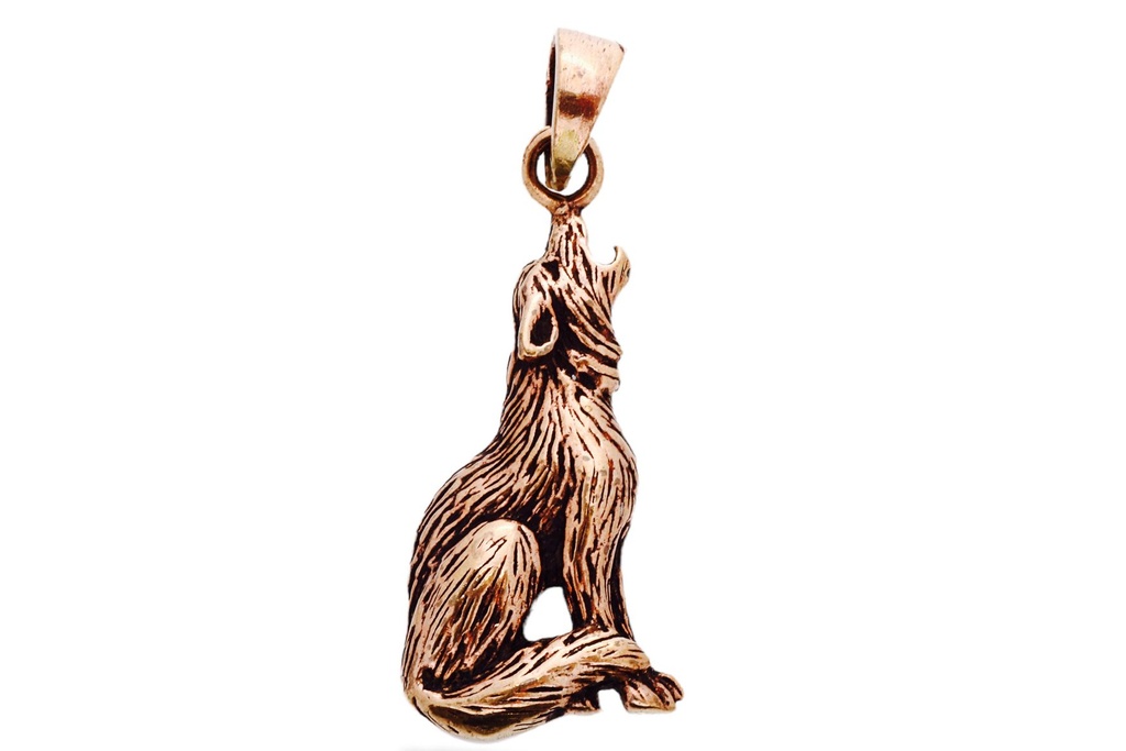 [amb546] Amulett, Anhänger 'Oskari - Wolf' aus Bronze - Mittelalter, Larp, Fantasy Schmuck