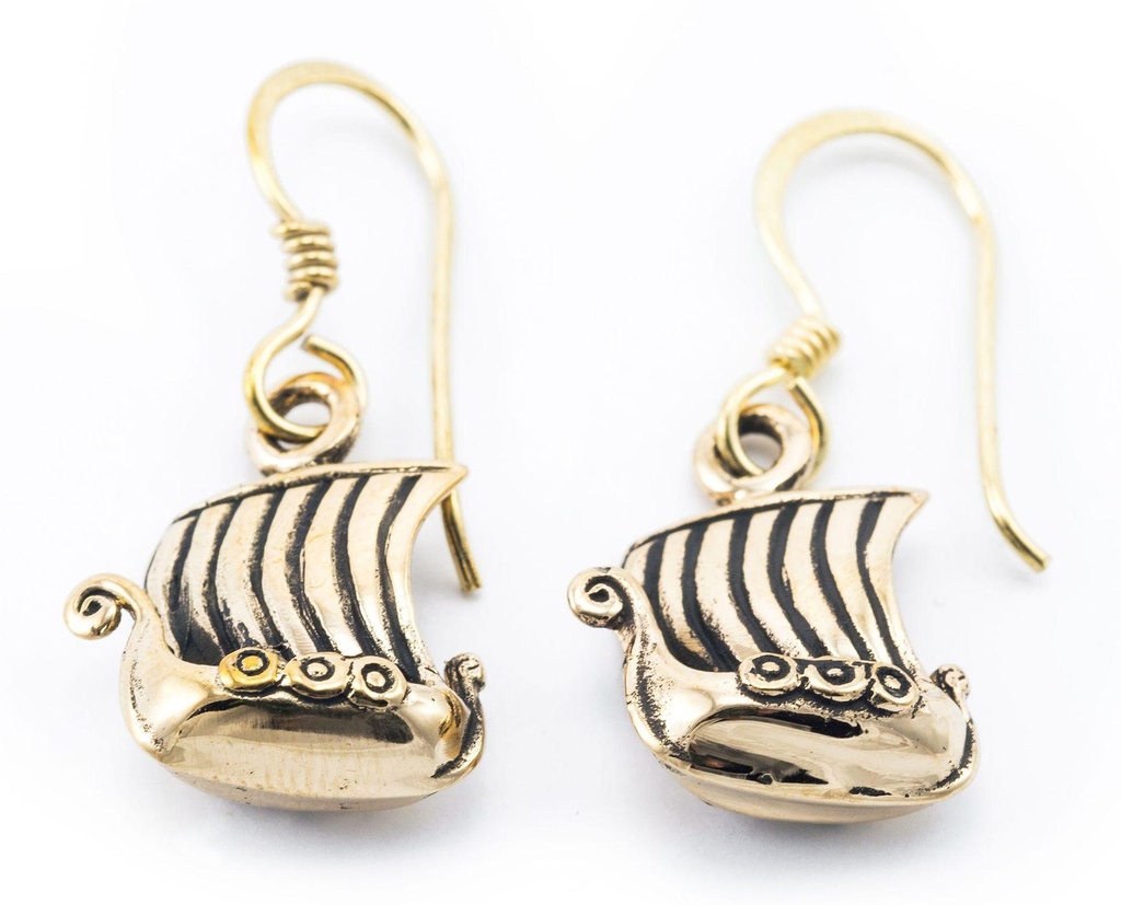 Ohrhänger Árvakur Wikingerboot aus Bronze – Nordischer Ohrschmuck 1,8 cm Drachenboote