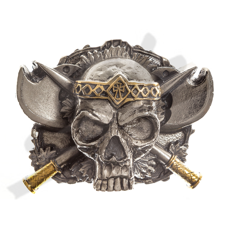 Wikinger Totenkopf-Zinnschließe