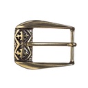 Kreuzzug Gürtelschließe messingfarben – Reliefverzierte Mittelalter-Schnalle für 3 cm Gürtel