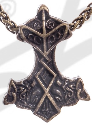 [P-5117-21] Anhänger Thor-Hammer , altmessingfarben