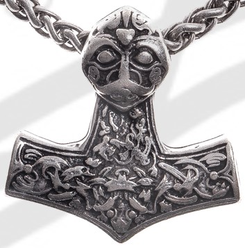 Anhänger Thor-Hammer , silberfarben