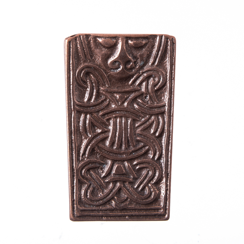 ODIN Gürtelspitze kupferfarben – Rechteckiger Mittelalter-Zierbeschlag für 2 cm Riemen