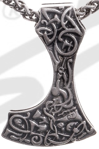 Mittelalter Bartaxt Anhänger silberfarben – Beidseitiger Krieger-Talisman aus Zamak