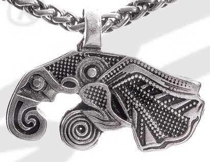 [P-5123-1] Rabe Munin Anhänger silberfarben – Nordischer Symbolschmuck aus Zamak