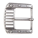 Steampunk Gürtelschließe „Power“ silberfarben – Mechanisch inspirierte Dornschließe aus Zamak für 4 cm Gürtel