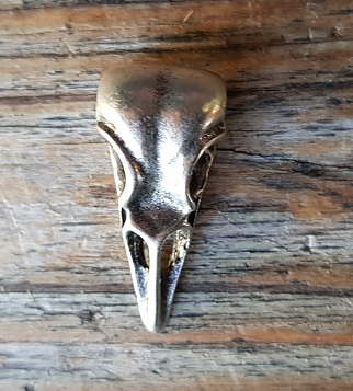 [P-5126-1] Anhänger Raben-Schädel , silberfarben