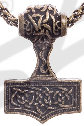 [P-5119-21] Anhänger Thor-Hammer , altmessingfarben