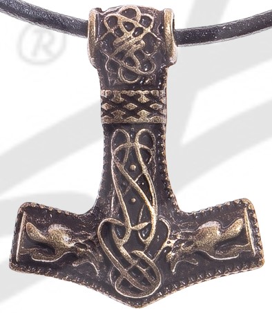 [P-5121-21] Anhänger kleiner Thor-Hammer , altmessingfarben