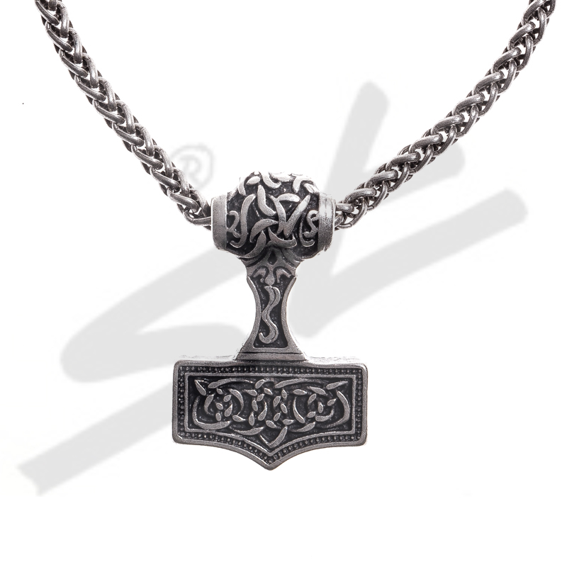 Halskette Thor-Hammer , silberfarben