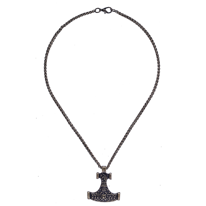 Halskette „Hiddensee-Thorhammer“ – Altmessingfarbener Mjölnir-Anhänger nach Fund von Rügen