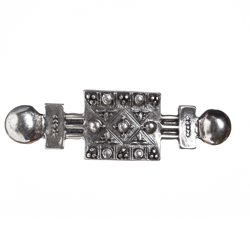 [B667-1] Kimbern Gürtelschließe silberfarben – Frühkeltische Replik 135 mm für 3 cm Gürtel