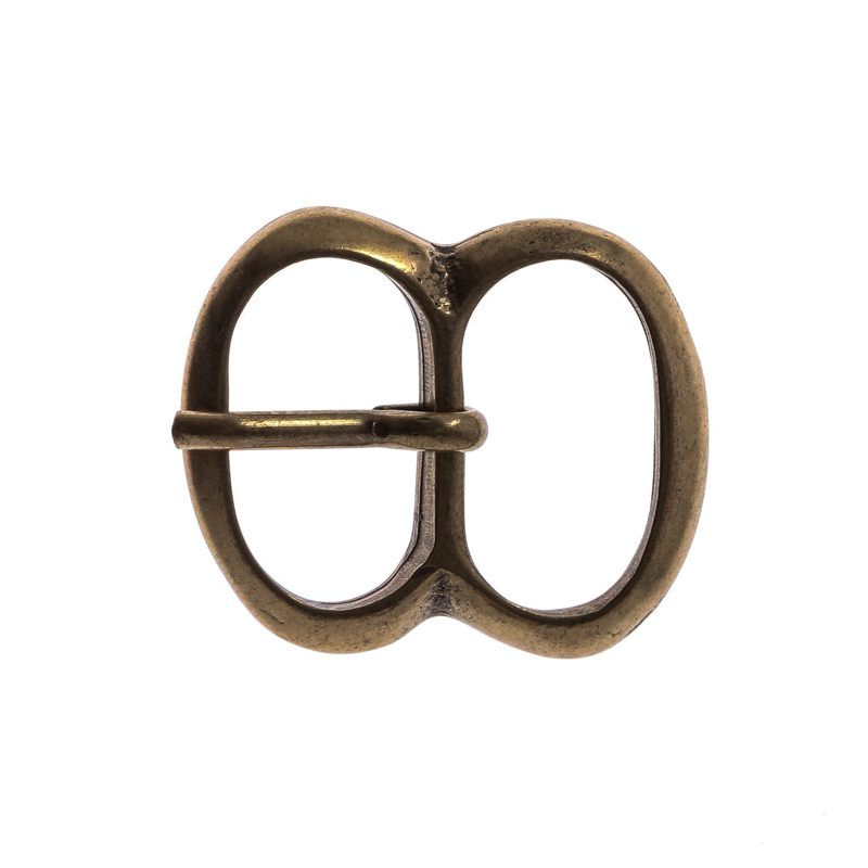 [B665-2] Mittelalter-Doppelschließe 2 cm messingfarben – Schlichte 8er-Schnalle für Gürtel und Taschen