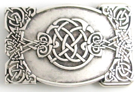 [B1699-1] Celtic Knots Gürtelschnalle in Silberoptik – Ovale Knoten-Schließe für 4 cm Gürtel