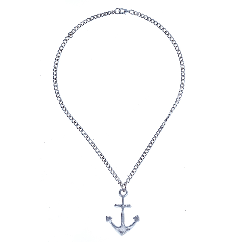 [PK-5179] Halskette „Anker“ – Schwerer silberfarbener Ankeranhänger an 54 cm Kette