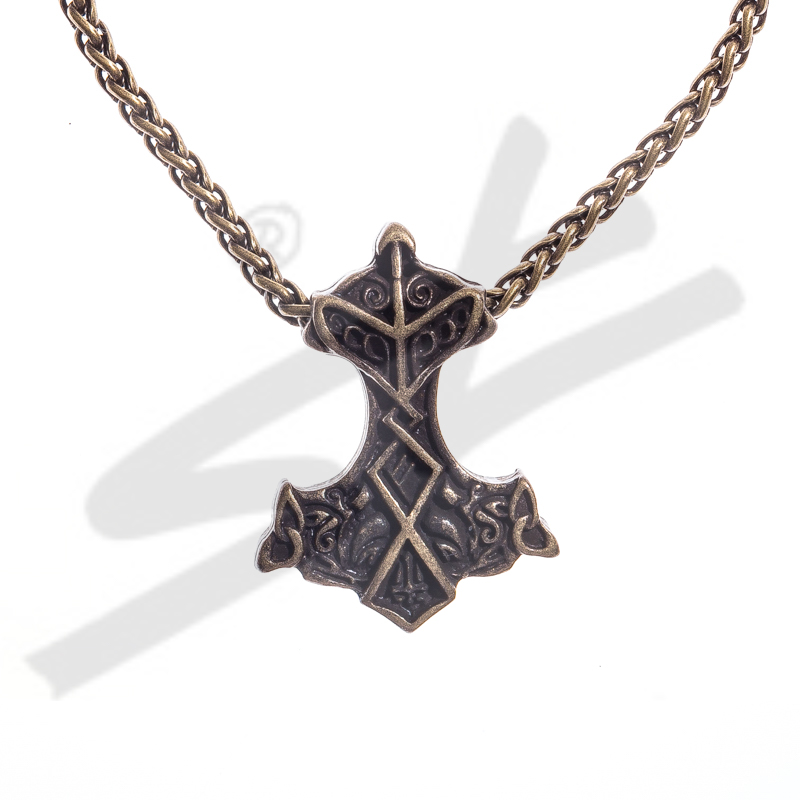 Halskette Thor-Hammer , altmessingfarben