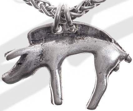 Keltischer Eber Anhänger silberfarben – Krafttier der Kelten aus Zamak