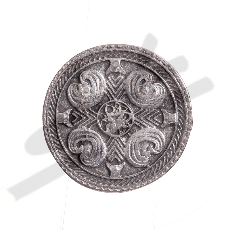 [B643-1] Breastplate-Schließe silberfarben – Runde Mittelalter-Gürtelschnalle für 4 cm Riemen