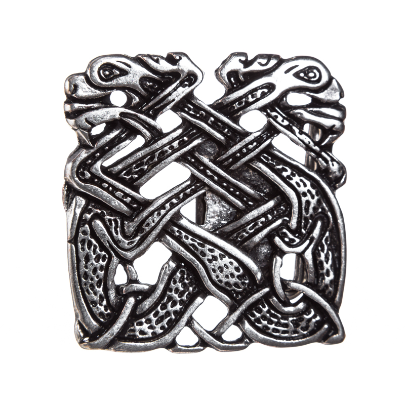 [B675-1] Mittelalter Gürtel-Schnalle Keltendrachen – 3 cm silberfarbene Wikinger-Schließe für 30 mm Riemen