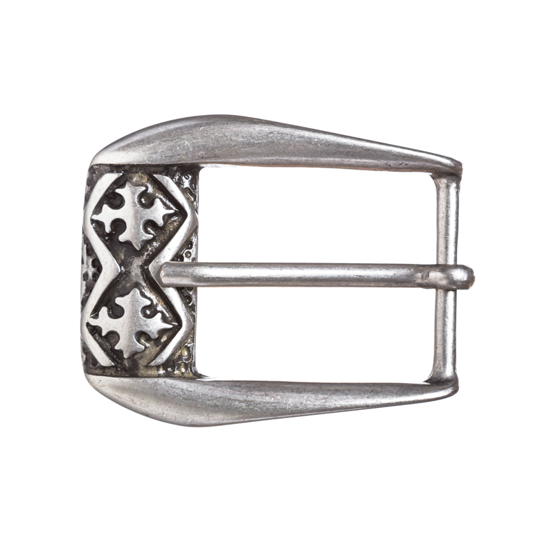 [B677-1] Kreuzzug-Schließe silberfarben – 3 cm Gürtelschließe im Stil des Hochmittelalters
