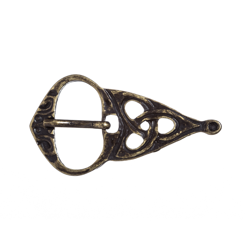 [B600-21] Gürtelschließe Highland altmessing – 3,5 cm Knoten-Schließe im keltischen Stil für Mittelalter & LARP 