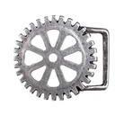 Steampunk Gürtelschnalle „STP-Tesla“ – Zahnrad-Design aus Zamak, silberfarben, für 4 cm Gürtel