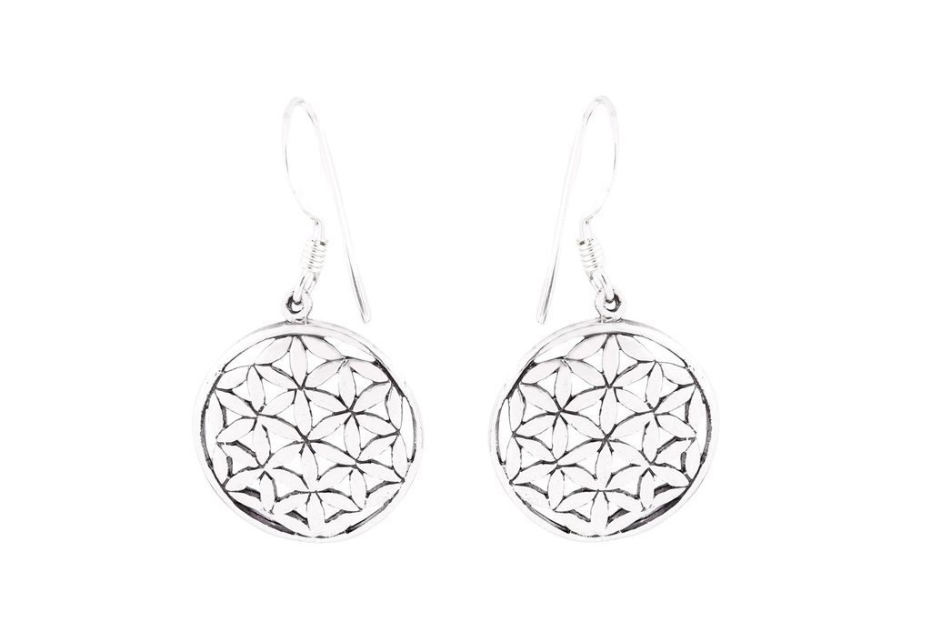 [oh136] Ohrhänger 'Thora Blume des Lebens' Silber 925 -  Schmuck für Mittelalter, Reenactment und Larp