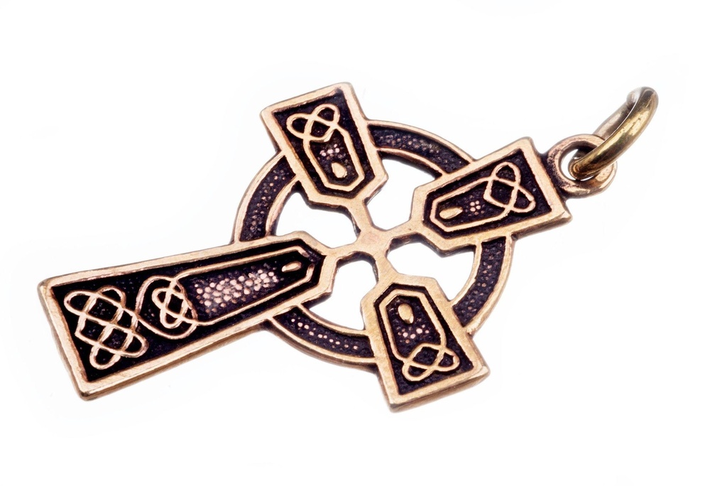[akb39] Keltisches Amulett, Anhänger 'Arawn Keltisches Kreuz' aus Bronze- Mittelalter, Larp, Reenactment Schmuck