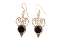 Ohrhänger Idana mit Onyx aus Bronze – Boho Spiralen Ohrschmuck 4,4 cm