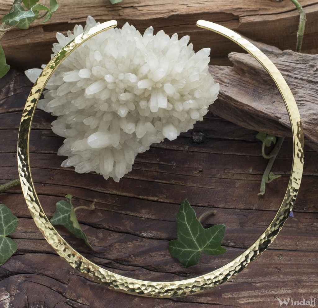 [WK-1761-2015] Gehämmerter Halsreif Wikinger Messing - Klein