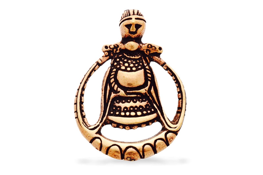 [avb513] Anhänger FREYA aus Bronze – Wikinger Göttin Amulett 3,1 cm