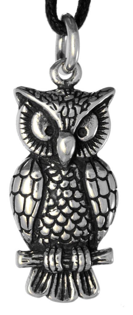 [am179] Amulett, Anhänger 'Noctua - Eule' aus Silber 925 - Mittelalter, Larp, Fantasy Schmuck