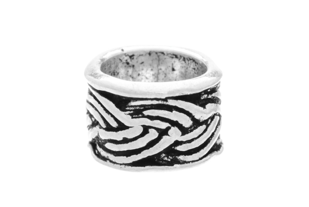 [ap44] Keltische Haar- & Bartperle AARON aus 925 Silber – 6 mm Zopfperle mit Flechtmuster