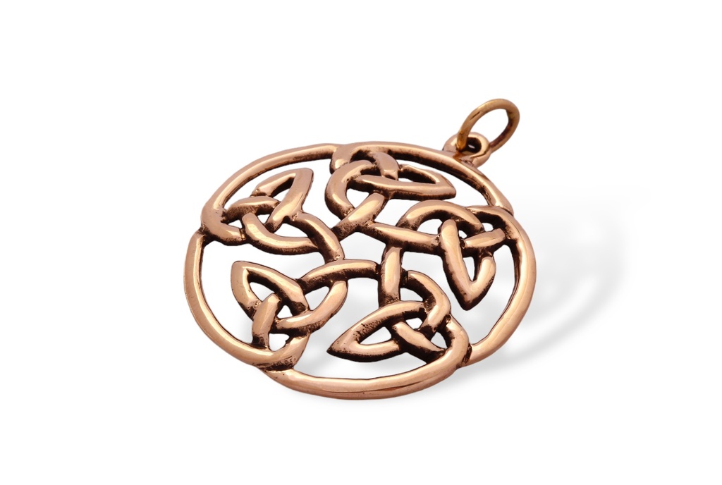 [acb517] Schmuck Anhänger Cailyn Ø 3 cm – Bronze – Keltisches Schutzamulett mit Triskele & Knotenmuster 