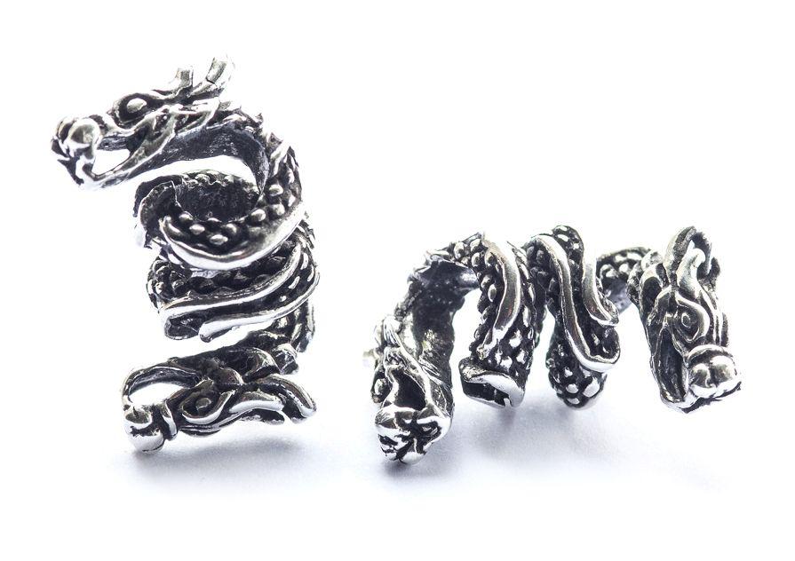 WINDALF Vikings Bart- & Haarperle TIAMAN 24 mm Drachen-Bartschmuck Haarschmuck Silber 925