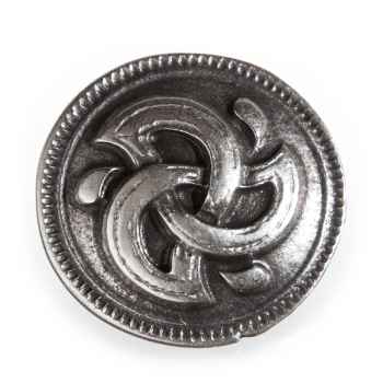 [KN-302-1] Keltischer Knopf Wasser-Triskele silberfarben – 22 mm Zierknopf für Mittelalter Umhang & Mantel