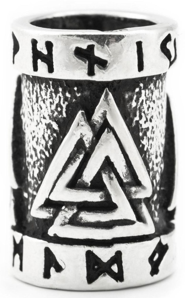[ap53] Valknut Bartperle aus Silber – Wotansknoten Wikinger Schmuck für Bart & Haar 1,5 cm