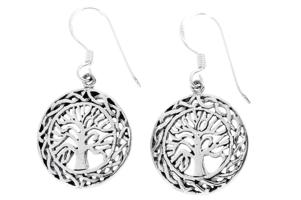 Ohrhänger Yrsa Keltische Buche aus 925 Silber – Lebensbaum Ohrschmuck 1,9 cm