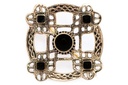 Wikinger Fibel Brosche "Ancient Cross Onyx" aus Bronze – Gewandschmuck mit Onyx 4,3 cm 