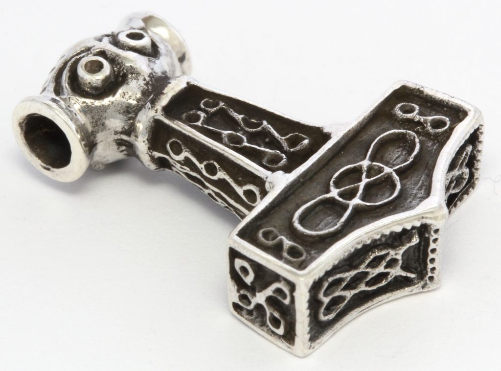 [at42] Thorshammer Mjölnir Anhänger 'Raghna' aus Silber 925 - Mittelalter, Larp, Reenactment Schmuck