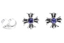 Ohrstecker 'ACANA Mittelalter Kreuz mit blauem Kristall' Sterling Silber 925 - Schmuck für Mittelalter, Reenactment und Larp