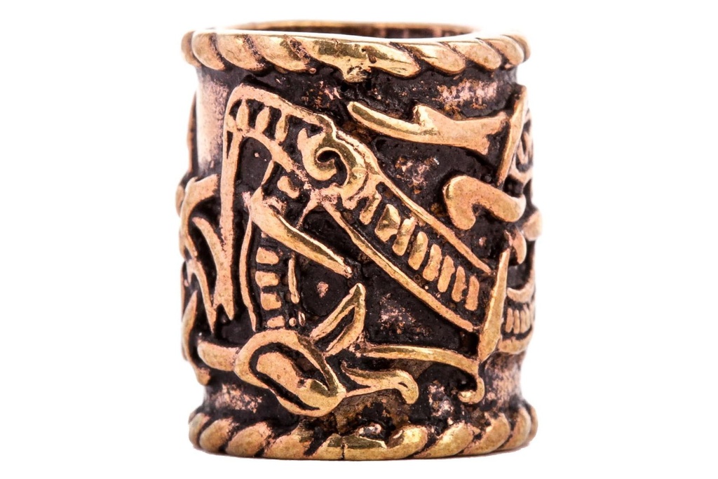 Haarperle Dreadtube Bartperle 'Vikings Drachen' Bronze Bartschmuck Haarschmuck