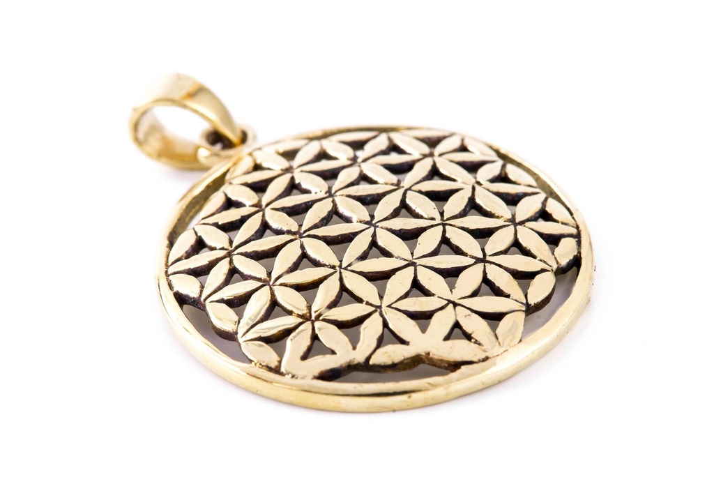 [WK2015-amb197] Schmuck-Anhänger MELINA 3,6 cm – Blume des Lebens aus Bronze für Harmonie & Energiefluss