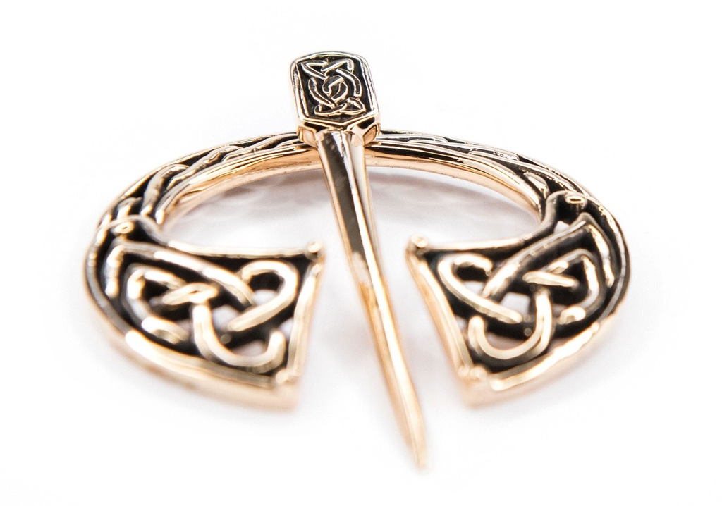 [fb47] Keltische Fibel ASURA aus Bronze 5,5 cm – Brosche mit keltischem Knoten Motiv