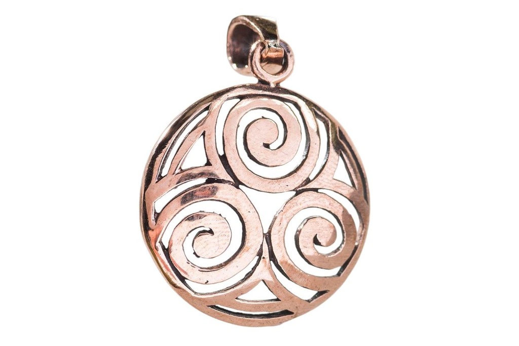 [acb15] Schmuck Anhänger Sheena Ø 2,1 cm – Bronze – Keltisches Spiral-Amulett für Energie & Schutz
