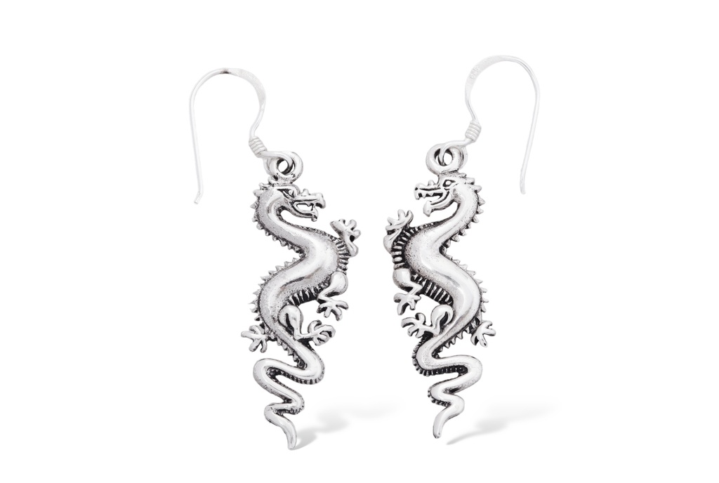 Ohrhänger 'Windende Drachen' Silber 925 -  Schmuck für Mittelalter, Reenactment und Larp