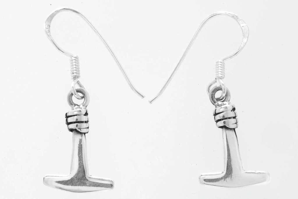 [oh25] Ohrhänger Thoran Thorshammer aus Silber 925 – Wikinger Mjölnir Ohrschmuck 1,6 cm